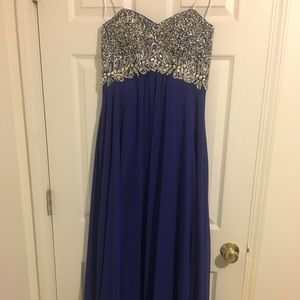 Blue chiffon and sequins prom dress